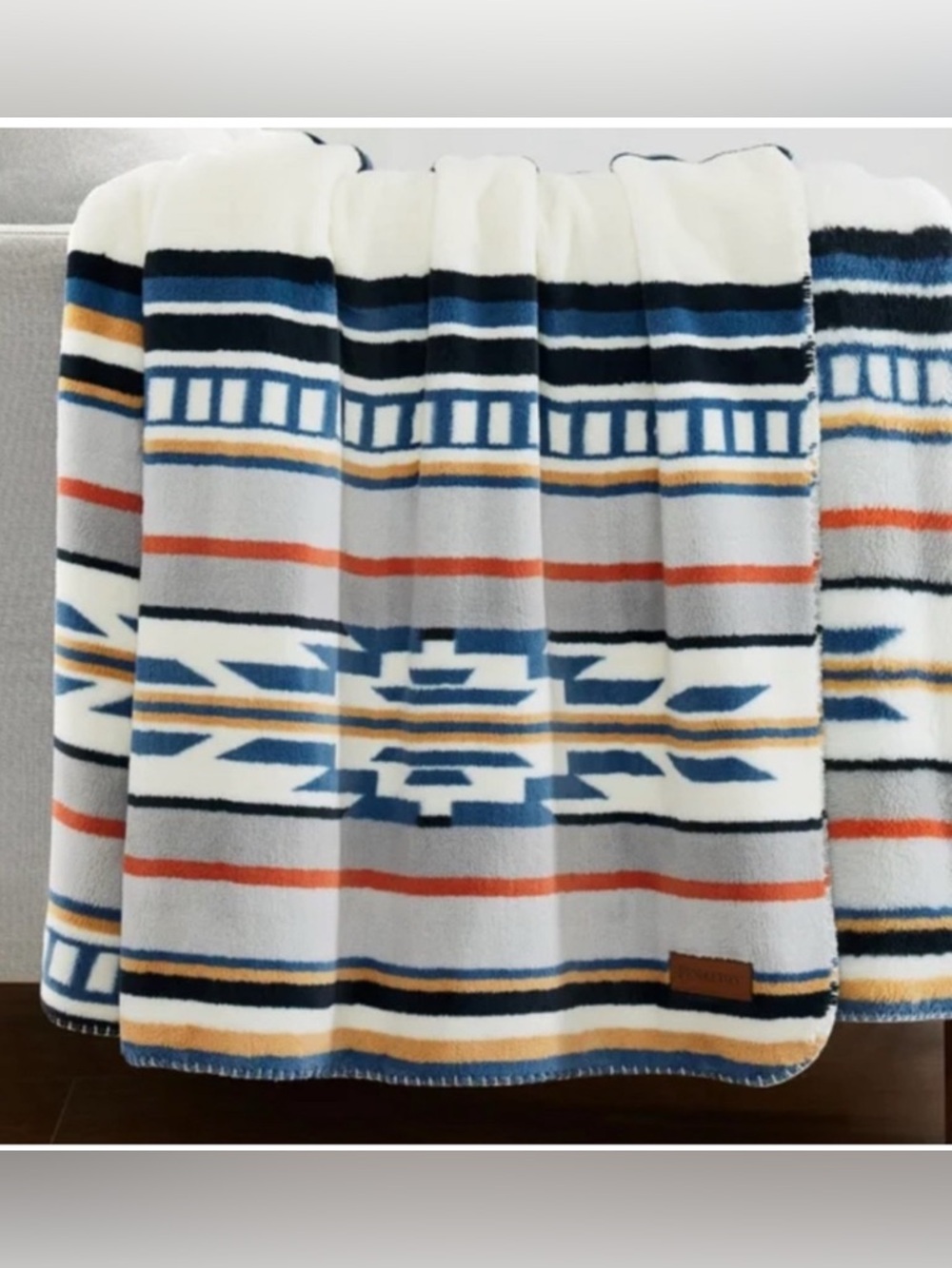 NWT Pendleton Fleece Throw Saltillo Stripe Blanket Nice weight Aztec boho style